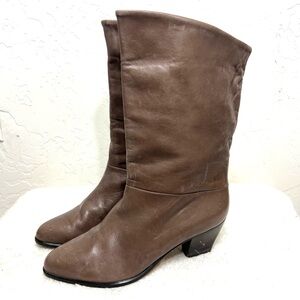 Peter Kaiser Brown Leather Heeled Calf High Boots Size 8.5